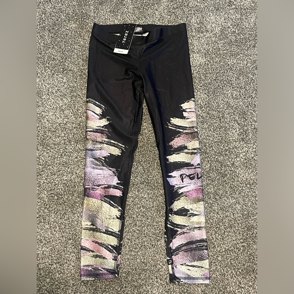 Terez Women’s Black and Purple PELOTON Leggings